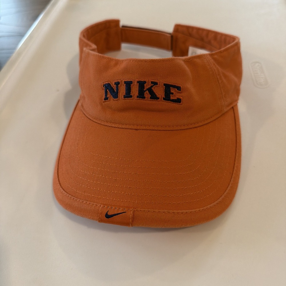 Nike Visor Hat Mens OS Orange Excellent Vintage Pro Classics Adjustable Cotton
